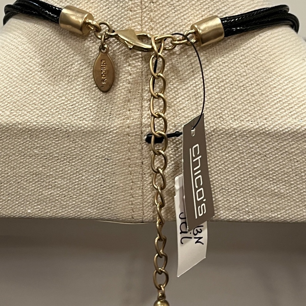NWT Chico's Black and Gold Layered Necklace - Picture 5 of 5